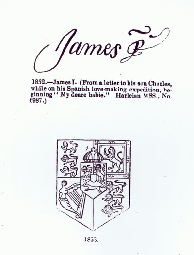 Riproduzione della firma di Giacomo VI e I (1566-1625), 17 marzo 1623 da Unbekannt Unbekannt